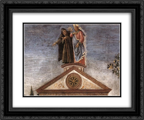 The Temptation of Christ [detail: 5] 24x20 Black Ornate Wood Framed Art Print Poster with Double Matting by Botticelli, Sandro