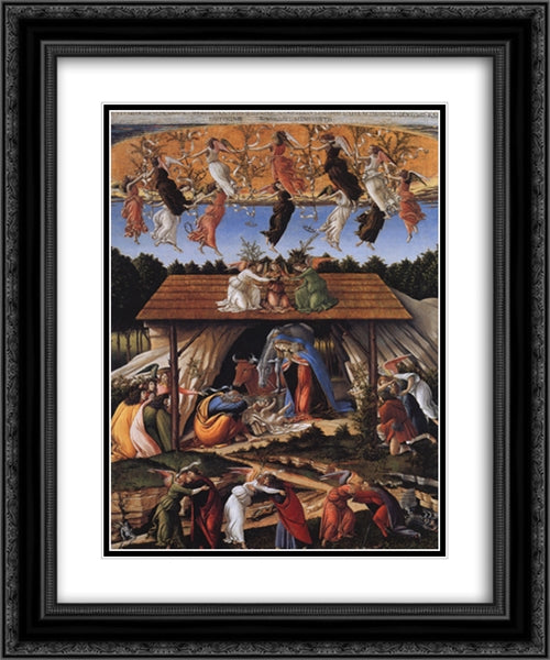 Mystic Nativity 20x24 Black Ornate Wood Framed Art Print Poster with Double Matting by Botticelli, Sandro