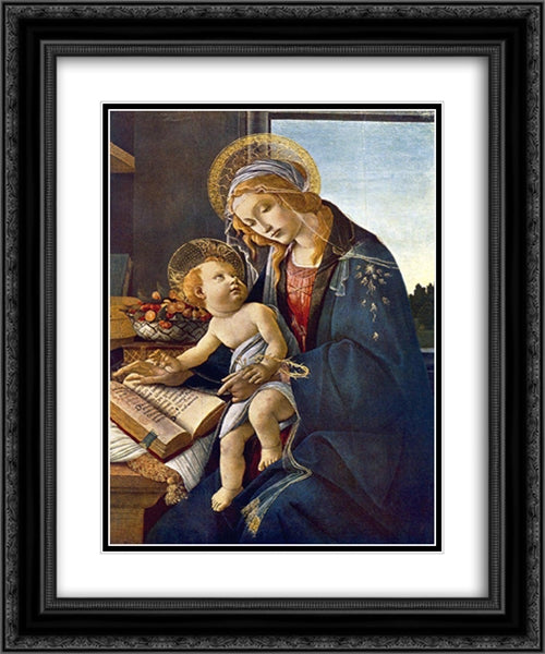 Madonna with the Child 20x24 Black Ornate Wood Framed Art Print Poster with Double Matting by Botticelli, Sandro