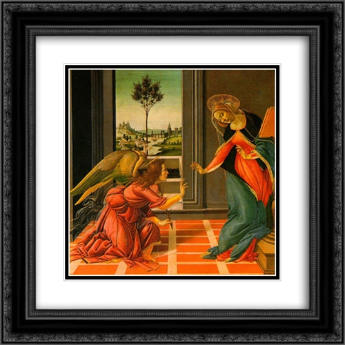 The Cestello Annunciation 20x20 Black Ornate Wood Framed Art Print Poster with Double Matting by Botticelli, Sandro