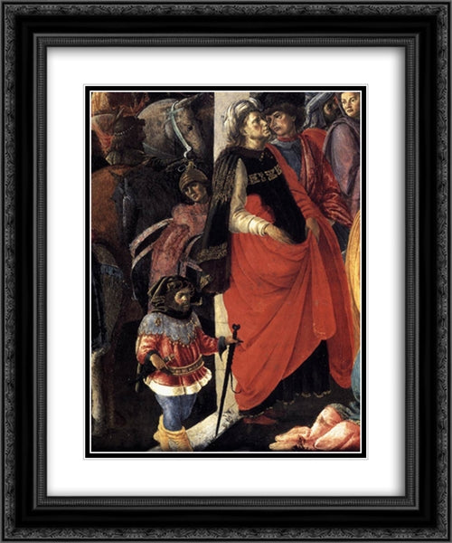 Adoration of the Magi (detail) 20x24 Black Ornate Wood Framed Art Print Poster with Double Matting by Botticelli, Sandro