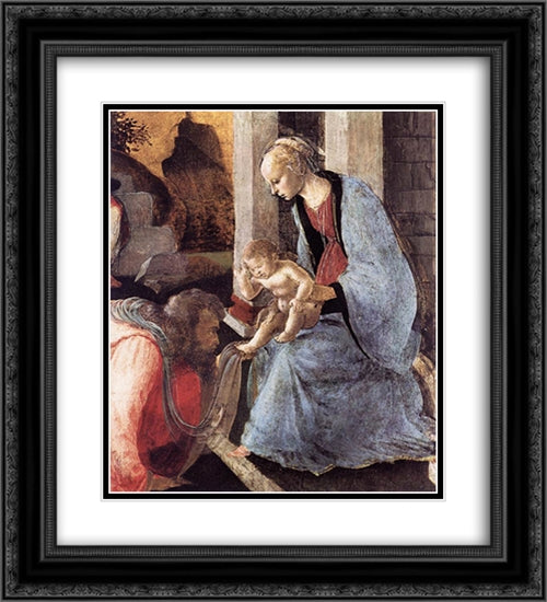 Adoration of the Magi (detail) 20x22 Black Ornate Wood Framed Art Print Poster with Double Matting by Botticelli, Sandro