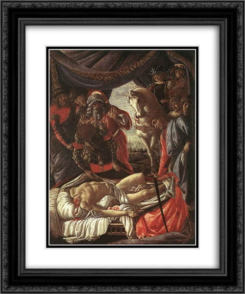 The Discovery of the Murder of Holofernes 20x24 Black Ornate Wood Framed Art Print Poster with Double Matting by Botticelli, Sandro