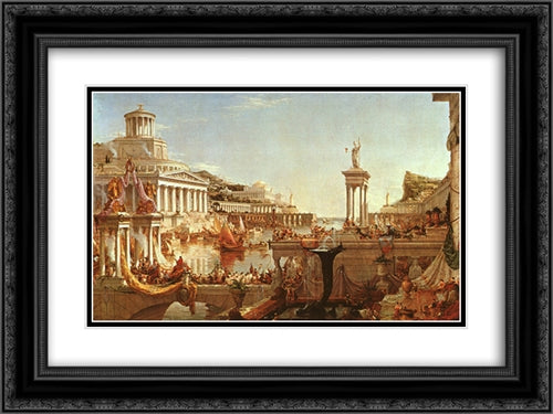 The Course of the Empire: The Consummation 24x18 Black Ornate Wood Framed Art Print Poster with Double Matting by Cole, Thomas