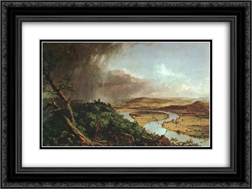 The Connecticut River Near Northampton 24x18 Black Ornate Wood Framed Art Print Poster with Double Matting by Cole, Thomas