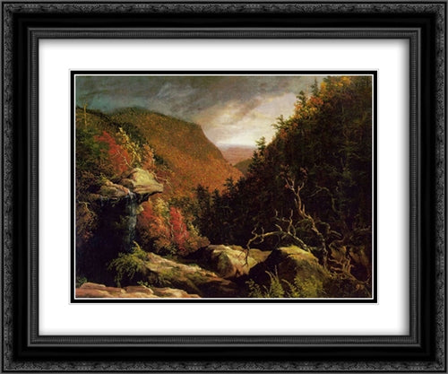 The Clove, Catskills 24x20 Black Ornate Wood Framed Art Print Poster with Double Matting by Cole, Thomas