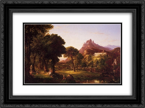 Dream of Arcadia 24x18 Black Ornate Wood Framed Art Print Poster with Double Matting by Cole, Thomas