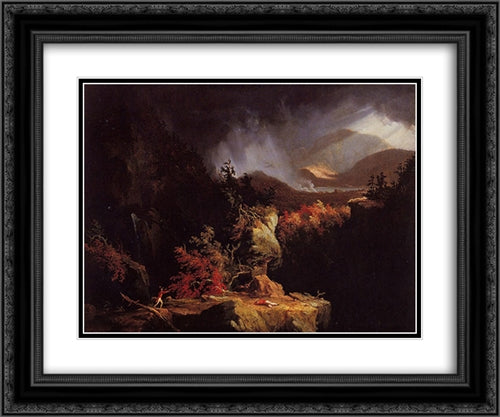 Gelyna (View near Ticonderoga) 24x20 Black Ornate Wood Framed Art Print Poster with Double Matting by Cole, Thomas