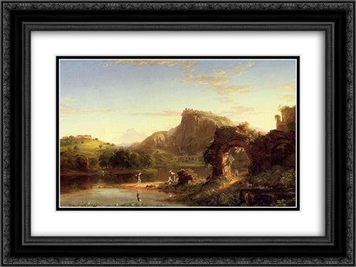 L'Allegro (Italian Sunset) 24x18 Black Ornate Wood Framed Art Print Poster with Double Matting by Cole, Thomas