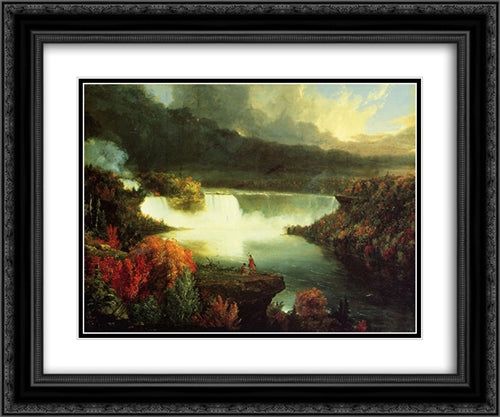 Niagara Falls 24x20 Black Ornate Wood Framed Art Print Poster with Double Matting by Cole, Thomas