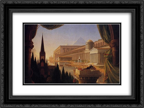 The Architect's Dream 24x18 Black Ornate Wood Framed Art Print Poster with Double Matting by Cole, Thomas