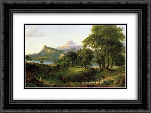 The Course of Empire: The Arcadian or Pastoral State 24x18 Black Ornate Wood Framed Art Print Poster with Double Matting by Cole, Thomas