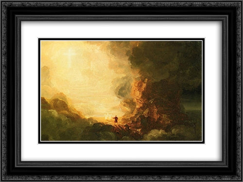 The Cross and the World: Study for 'The Pilgrim of the Cross at the End of His Journey' 24x18 Black Ornate Wood Framed Art Print Poster with Double Matting by Cole, Thomas