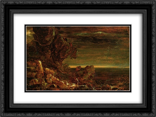 The Cross and the World: Study for 'The Pilgrim of the World on His Journey' 24x18 Black Ornate Wood Framed Art Print Poster with Double Matting by Cole, Thomas