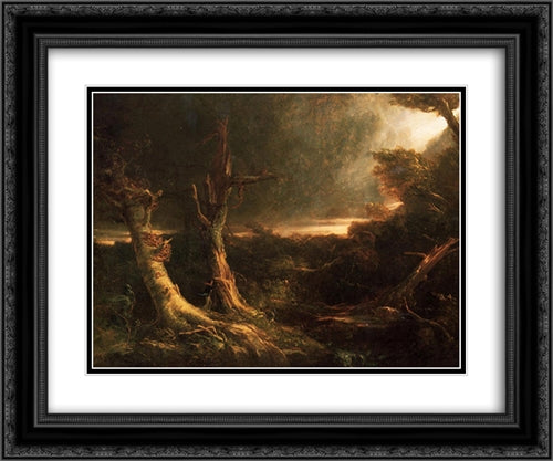 Tornado 24x20 Black Ornate Wood Framed Art Print Poster with Double Matting by Cole, Thomas