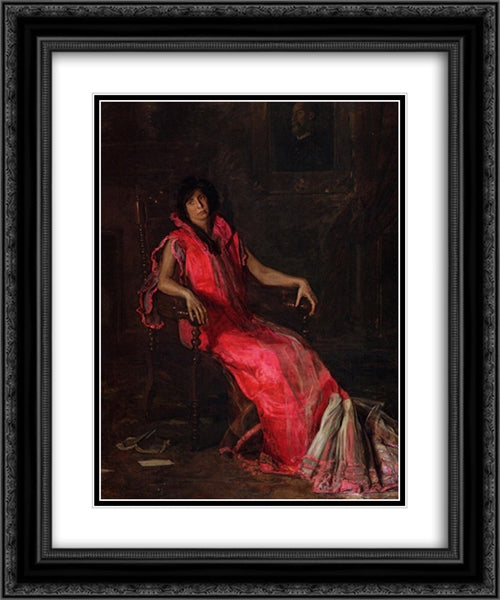 An Actress 20x24 Black Ornate Wood Framed Art Print Poster with Double Matting by Eakins, Thomas