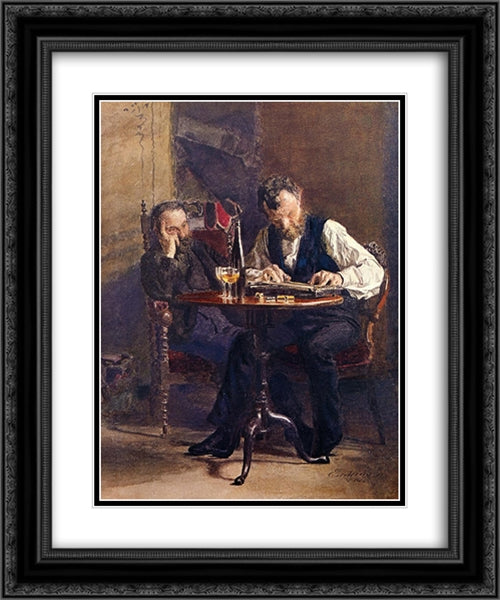 The Zither Player 20x24 Black Ornate Wood Framed Art Print Poster with Double Matting by Eakins, Thomas