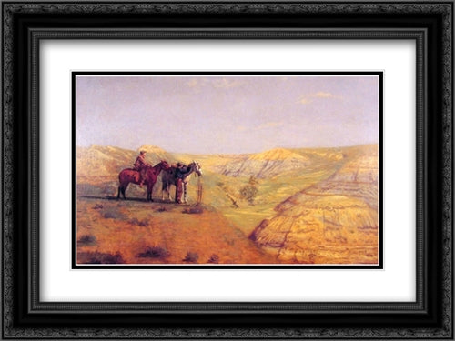 Cowboys in the Badlands 24x18 Black Ornate Wood Framed Art Print Poster with Double Matting by Eakins, Thomas