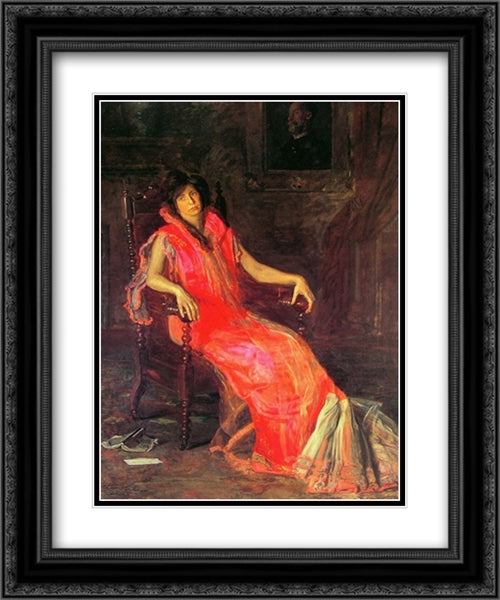 The Actress 20x24 Black Ornate Wood Framed Art Print Poster with Double Matting by Eakins, Thomas