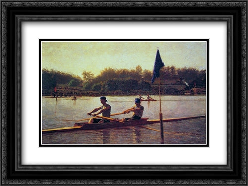 The Biglin Brothers Turning the Stake 24x18 Black Ornate Wood Framed Art Print Poster with Double Matting by Eakins, Thomas