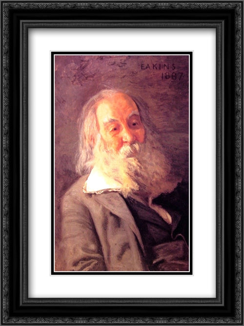 Walt Whitman 18x24 Black Ornate Wood Framed Art Print Poster with Double Matting by Eakins, Thomas