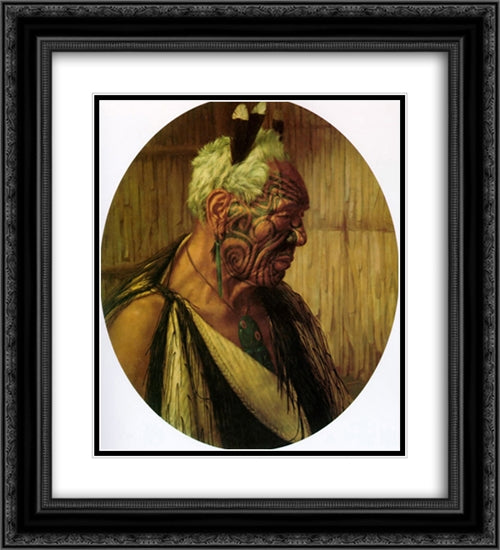 A Noble Relic of a Noble Race: Wharekauri Tahuna 20x22 Black Ornate Wood Framed Art Print Poster with Double Matting by Goldie, Charles