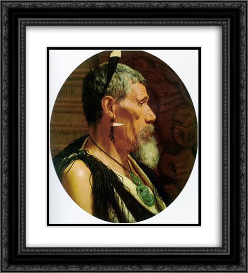 Anaha Te Rahui 20x22 Black Ornate Wood Framed Art Print Poster with Double Matting by Goldie, Charles