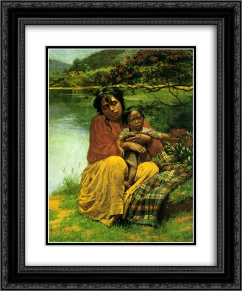 Day Dreams: Christmas time in Maoriland 20x24 Black Ornate Wood Framed Art Print Poster with Double Matting by Goldie, Charles