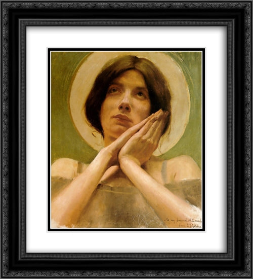 Joan of Arc 20x22 Black Ornate Wood Framed Art Print Poster with Double Matting by Goldie, Charles