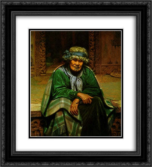 Memories: Ena Te Paptahi 20x22 Black Ornate Wood Framed Art Print Poster with Double Matting by Goldie, Charles