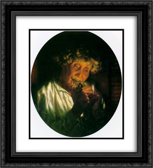Night in the Whare 20x22 Black Ornate Wood Framed Art Print Poster with Double Matting by Goldie, Charles