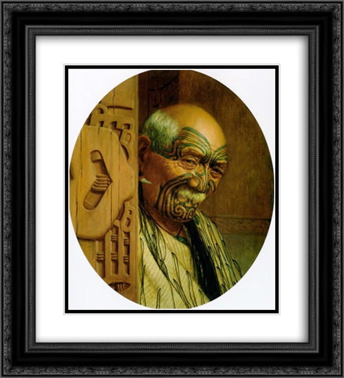 Peeping Patara 20x22 Black Ornate Wood Framed Art Print Poster with Double Matting by Goldie, Charles