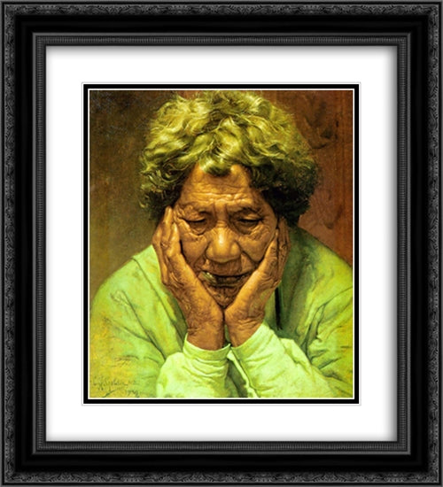 Reverie: Pipi Haerehuka 20x22 Black Ornate Wood Framed Art Print Poster with Double Matting by Goldie, Charles