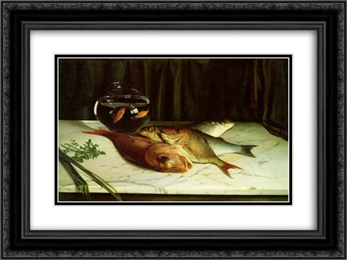 Still life 24x18 Black Ornate Wood Framed Art Print Poster with Double Matting by Goldie, Charles