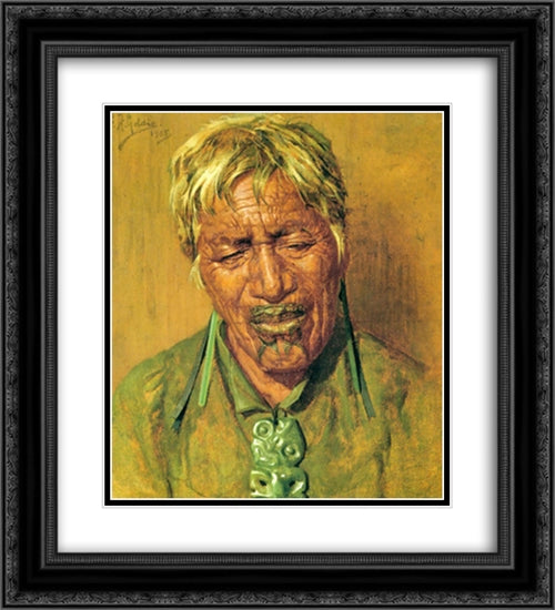 Sweet idleness, Rahapa an Arawa chieftainess 20x22 Black Ornate Wood Framed Art Print Poster with Double Matting by Goldie, Charles