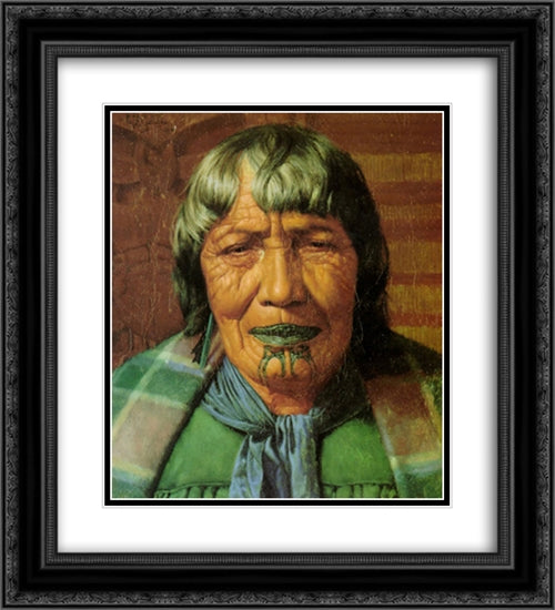 Te Aitu Te Irikau: an Arawa chieftainess 20x22 Black Ornate Wood Framed Art Print Poster with Double Matting by Goldie, Charles