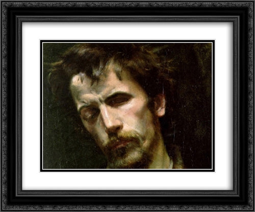 The blind model: Julian's Academy Paris 24x20 Black Ornate Wood Framed Art Print Poster with Double Matting by Goldie, Charles