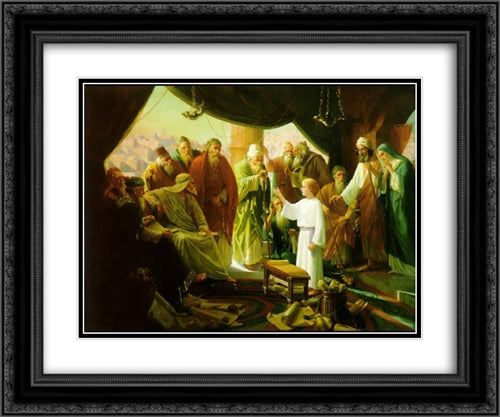 The Christ Child in the Temple 24x20 Black Ornate Wood Framed Art Print Poster with Double Matting by Goldie, Charles