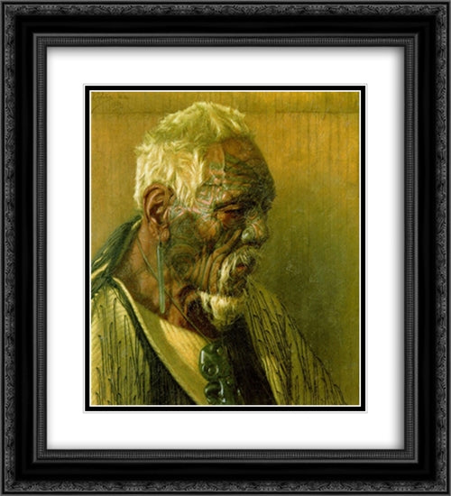 Thoughts of a Tohunga Wharekauri Tahuna 20x22 Black Ornate Wood Framed Art Print Poster with Double Matting by Goldie, Charles