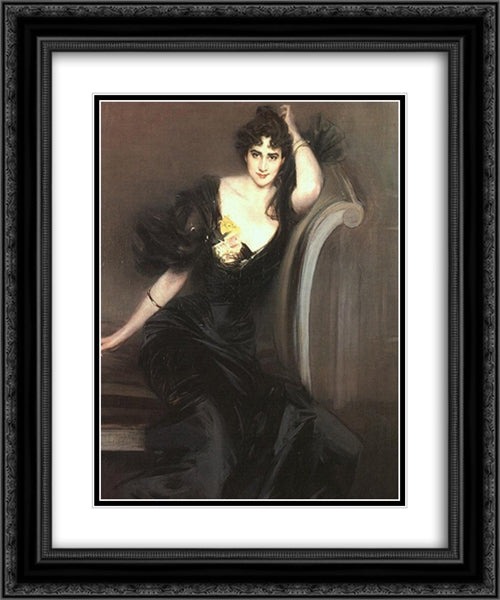 Lady Colin Campbell 20x24 Black Ornate Wood Framed Art Print Poster with Double Matting by Boldini, Giovanni