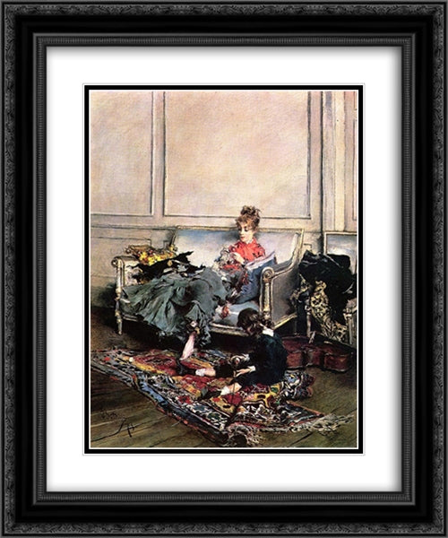 Peaceful Days 20x24 Black Ornate Wood Framed Art Print Poster with Double Matting by Boldini, Giovanni