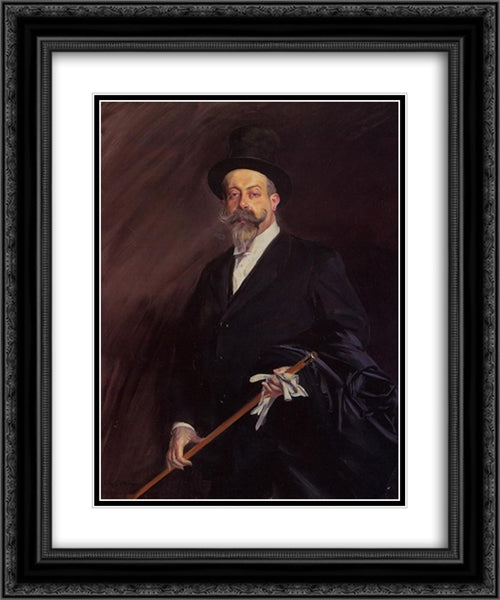 Portrait of 'Willy', The Writer Henri Gauthier'Villarscirca 20x24 Black Ornate Wood Framed Art Print Poster with Double Matting by Boldini, Giovanni