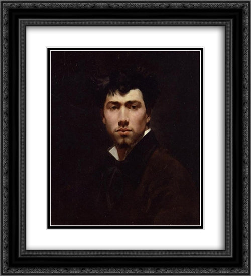 Portrait of a Young Man 20x22 Black Ornate Wood Framed Art Print Poster with Double Matting by Boldini, Giovanni