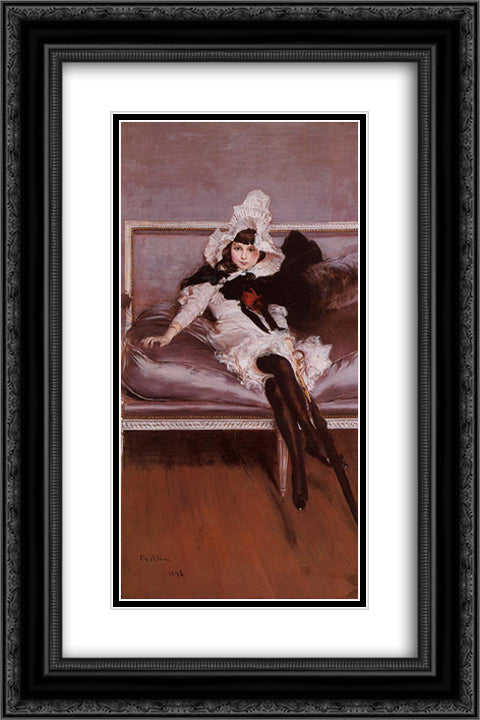 Portrait of Giovinetta Errazuriz 16x24 Black Ornate Wood Framed Art Print Poster with Double Matting by Boldini, Giovanni