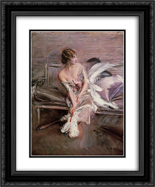 Portrait of Gladys Deacon 20x24 Black Ornate Wood Framed Art Print Poster with Double Matting by Boldini, Giovanni