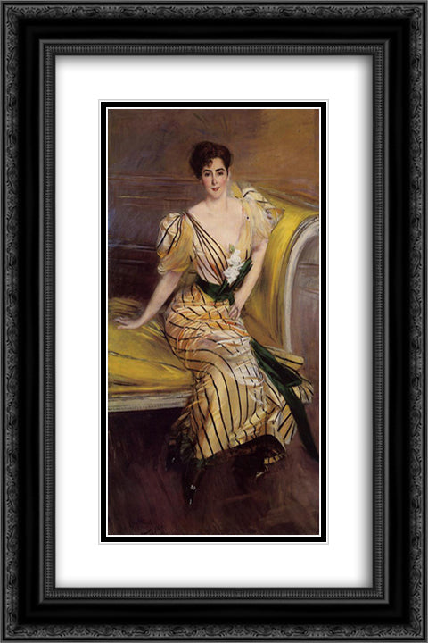 Portrait of Madame Josephina Alvear de Errazuriz 16x24 Black Ornate Wood Framed Art Print Poster with Double Matting by Boldini, Giovanni