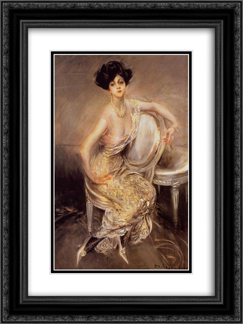 Portrait of Rita de Acosta Lydig 18x24 Black Ornate Wood Framed Art Print Poster with Double Matting by Boldini, Giovanni