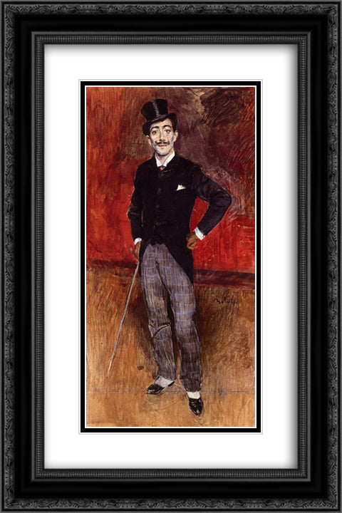 Portrait of the Comte de Rasty 16x24 Black Ornate Wood Framed Art Print Poster with Double Matting by Boldini, Giovanni