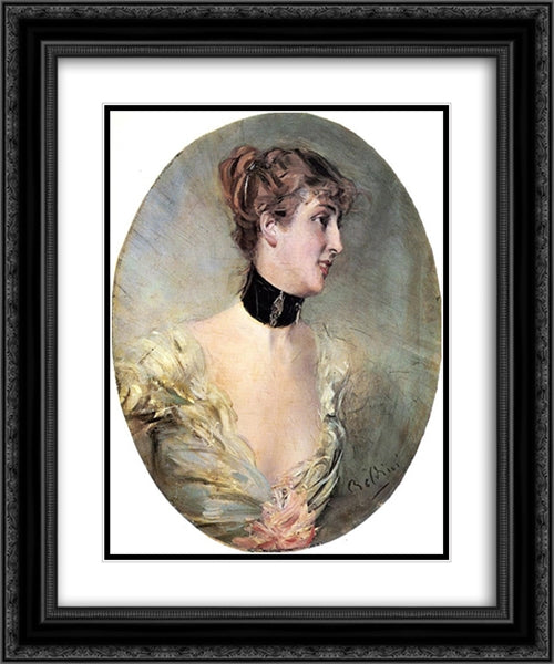 The Countess Ritzer 20x24 Black Ornate Wood Framed Art Print Poster with Double Matting by Boldini, Giovanni