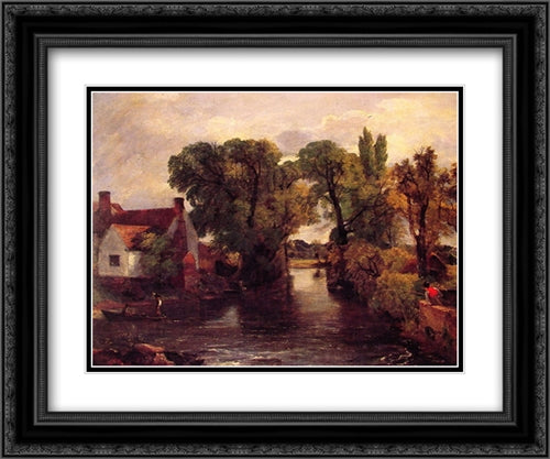 Mill Stream 24x20 Black Ornate Wood Framed Art Print Poster with Double Matting by Constable, John